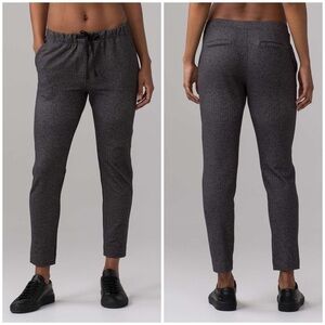 Lululemon Jet Crop Slim Luon Heathered Herringbone Heathered Black Sz 4